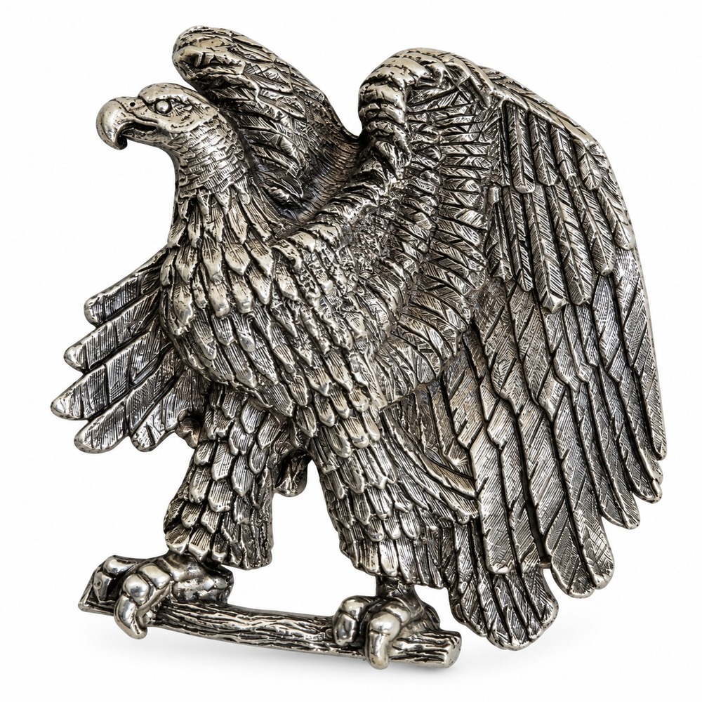 Vintage Silver Tone Eagle Belt Buckle 3" Spread Wings Western Americana